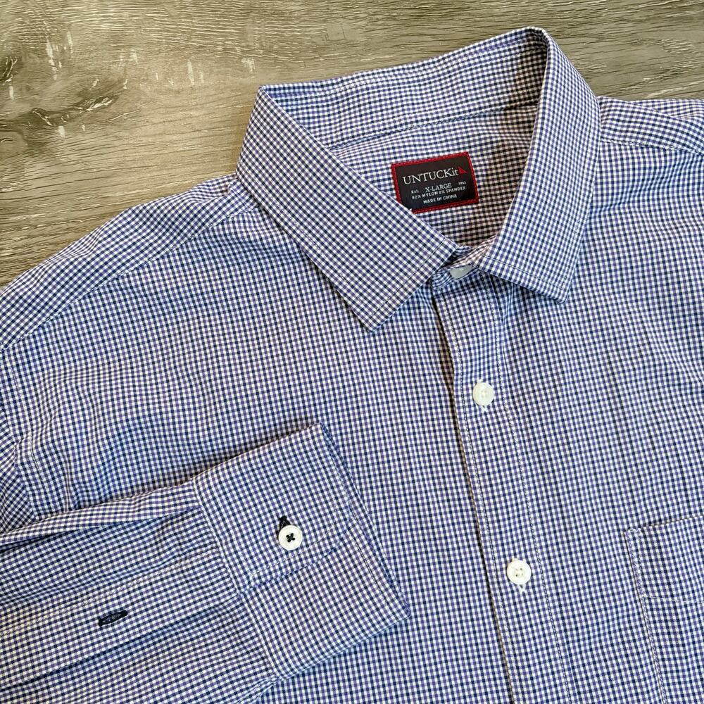 UNTUCKit Oxford Preppy Plaid Stretch Performance L/S shirt Size‎ XL